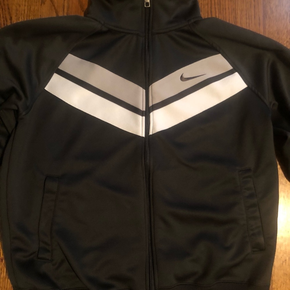 Nike Men's Charcoal Gray and White Track Jacket - Picture 2 of 6